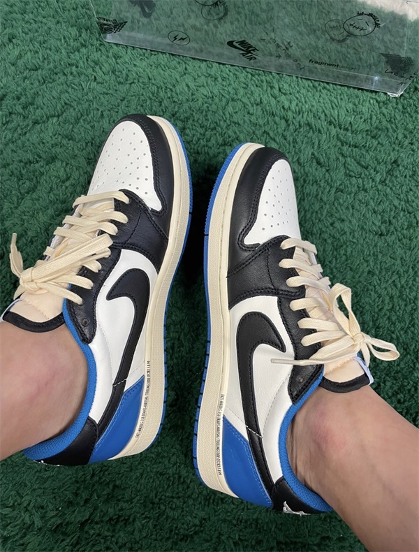 Air Jordan 1 Retro Low x Fragment Design x Travis Scott x 'Sail Black Military Blue' photo review